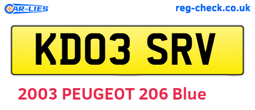 KD03SRV are the vehicle registration plates.