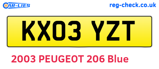 KX03YZT are the vehicle registration plates.
