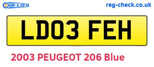 LD03FEH are the vehicle registration plates.