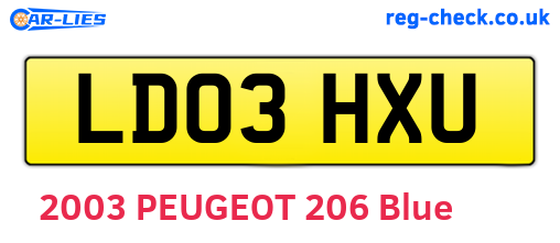 LD03HXU are the vehicle registration plates.