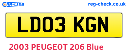 LD03KGN are the vehicle registration plates.