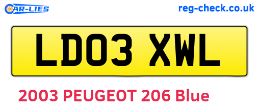 LD03XWL are the vehicle registration plates.