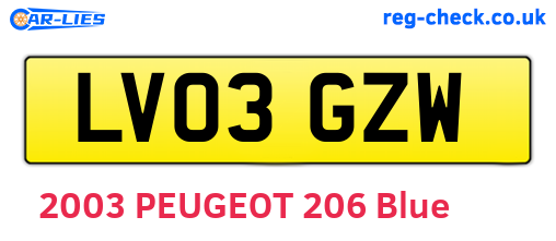 LV03GZW are the vehicle registration plates.
