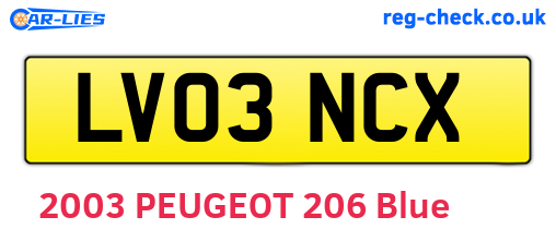 LV03NCX are the vehicle registration plates.