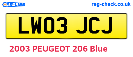 LW03JCJ are the vehicle registration plates.