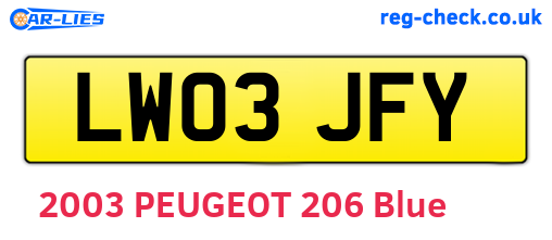 LW03JFY are the vehicle registration plates.