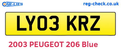 LY03KRZ are the vehicle registration plates.