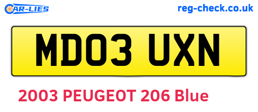 MD03UXN are the vehicle registration plates.