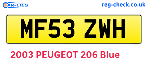 MF53ZWH are the vehicle registration plates.