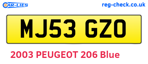 MJ53GZO are the vehicle registration plates.