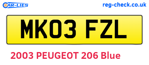MK03FZL are the vehicle registration plates.