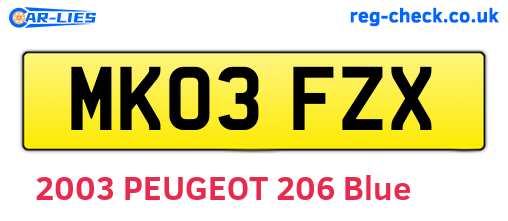 MK03FZX are the vehicle registration plates.