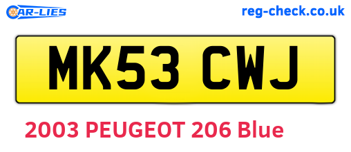 MK53CWJ are the vehicle registration plates.
