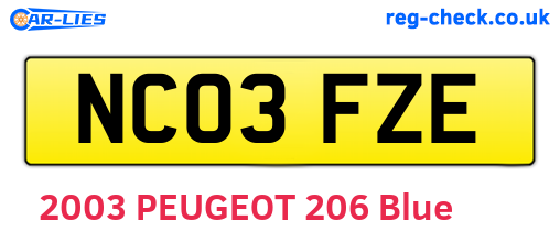 NC03FZE are the vehicle registration plates.