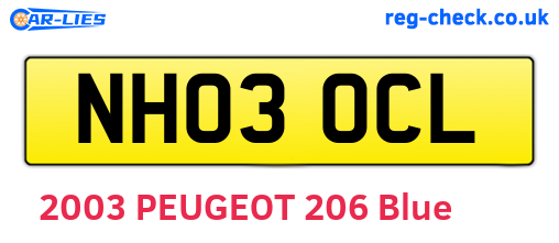NH03OCL are the vehicle registration plates.