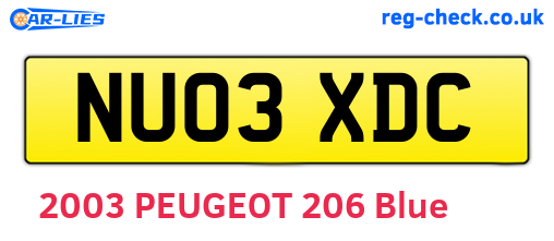 NU03XDC are the vehicle registration plates.
