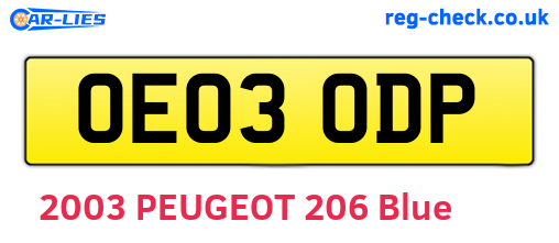OE03ODP are the vehicle registration plates.