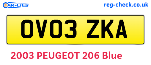 OV03ZKA are the vehicle registration plates.