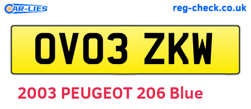 OV03ZKW are the vehicle registration plates.