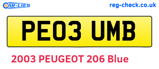 PE03UMB are the vehicle registration plates.