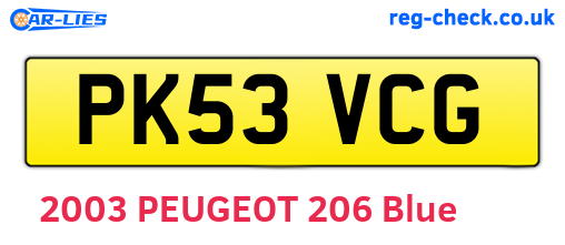 PK53VCG are the vehicle registration plates.