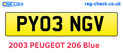PY03NGV are the vehicle registration plates.