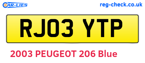 RJ03YTP are the vehicle registration plates.