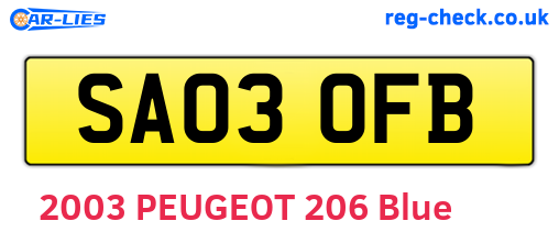 SA03OFB are the vehicle registration plates.