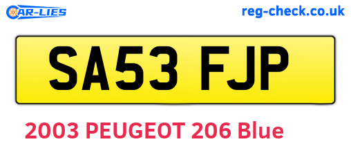 SA53FJP are the vehicle registration plates.
