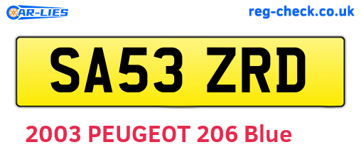 SA53ZRD are the vehicle registration plates.