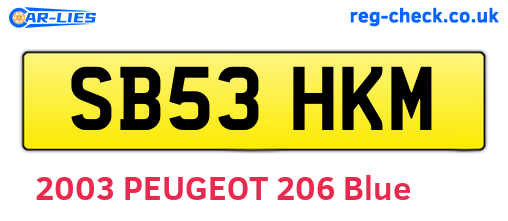 SB53HKM are the vehicle registration plates.