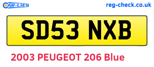 SD53NXB are the vehicle registration plates.
