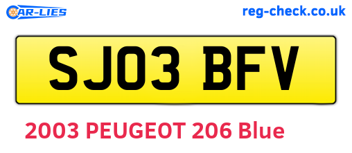 SJ03BFV are the vehicle registration plates.