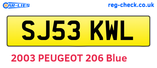 SJ53KWL are the vehicle registration plates.