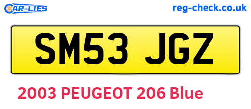SM53JGZ are the vehicle registration plates.