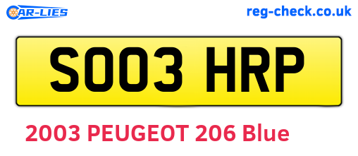 SO03HRP are the vehicle registration plates.