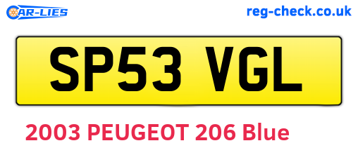 SP53VGL are the vehicle registration plates.