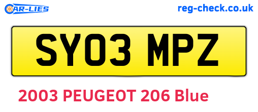 SY03MPZ are the vehicle registration plates.