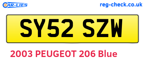 SY52SZW are the vehicle registration plates.