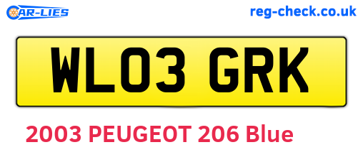 WL03GRK are the vehicle registration plates.