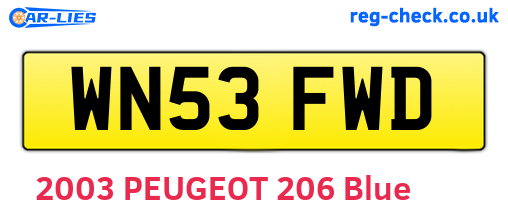 WN53FWD are the vehicle registration plates.