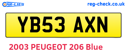 YB53AXN are the vehicle registration plates.