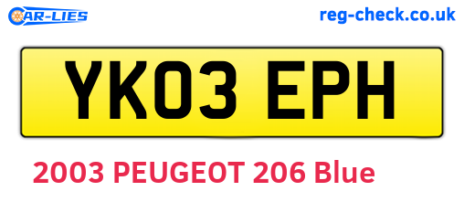 YK03EPH are the vehicle registration plates.