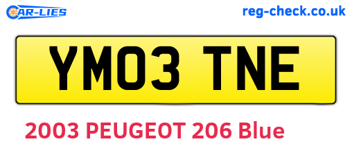 YM03TNE are the vehicle registration plates.