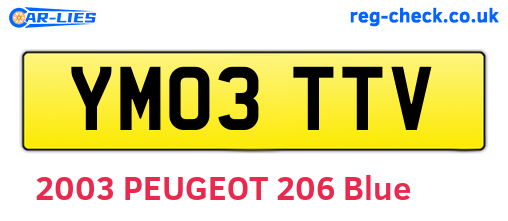 YM03TTV are the vehicle registration plates.