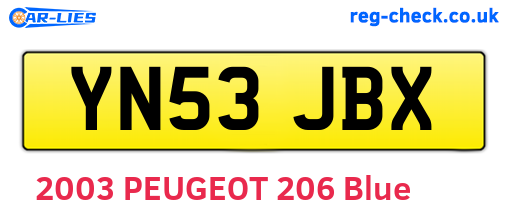 YN53JBX are the vehicle registration plates.