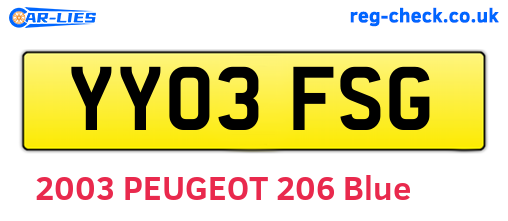 YY03FSG are the vehicle registration plates.