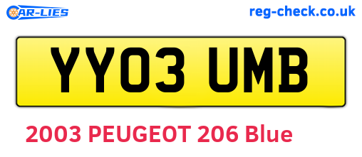 YY03UMB are the vehicle registration plates.