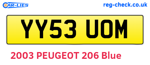 YY53UOM are the vehicle registration plates.