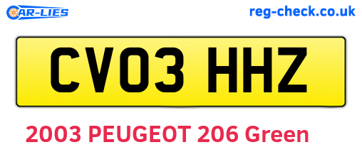CV03HHZ are the vehicle registration plates.